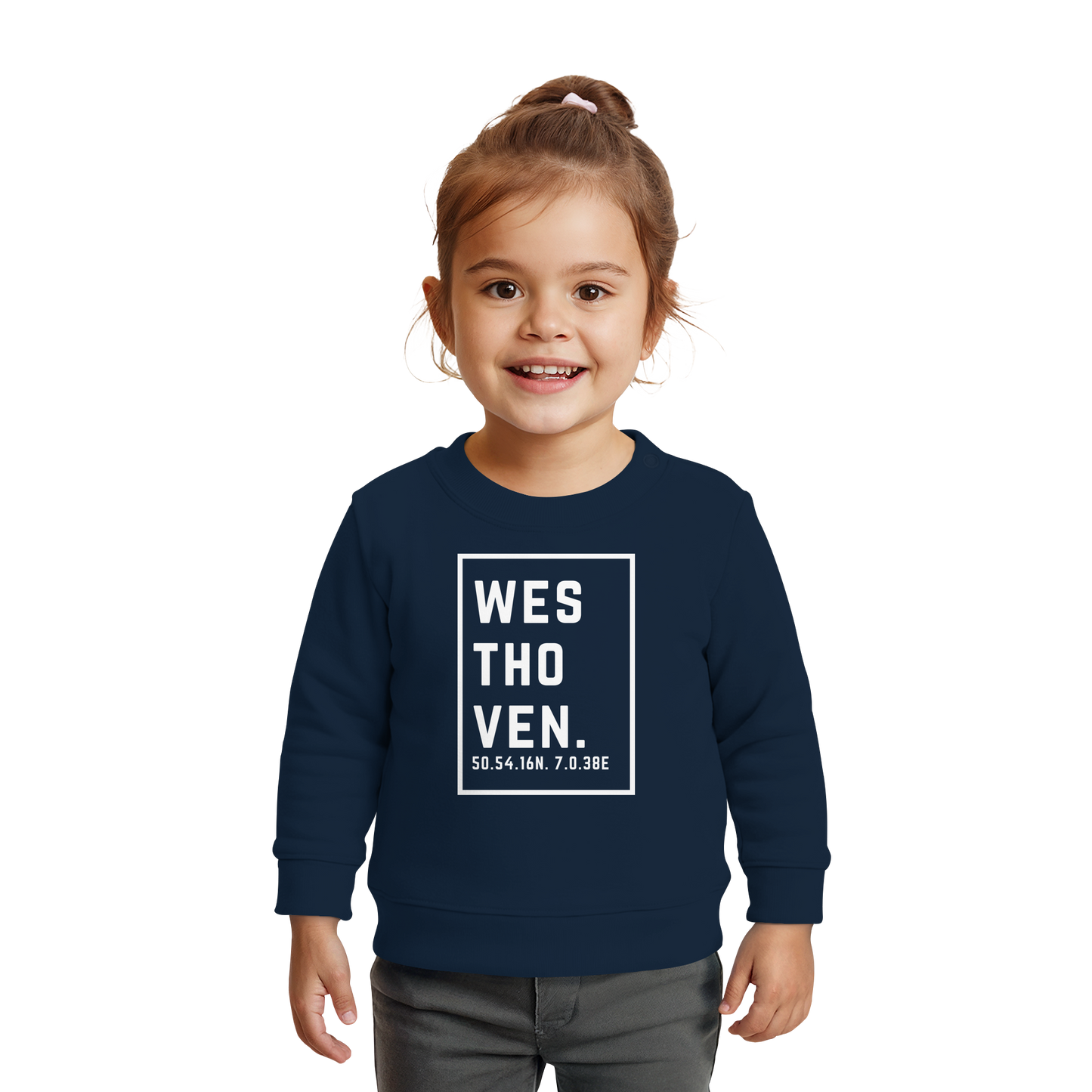 Westhoven Koordinaten (großer Druck auf der Brust) - Baby Organic Sweatshirt