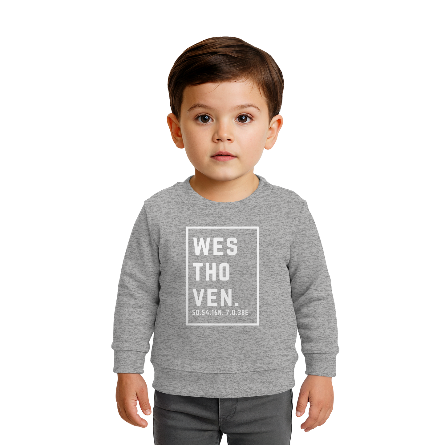 Westhoven Koordinaten (großer Druck auf der Brust) - Baby Organic Sweatshirt