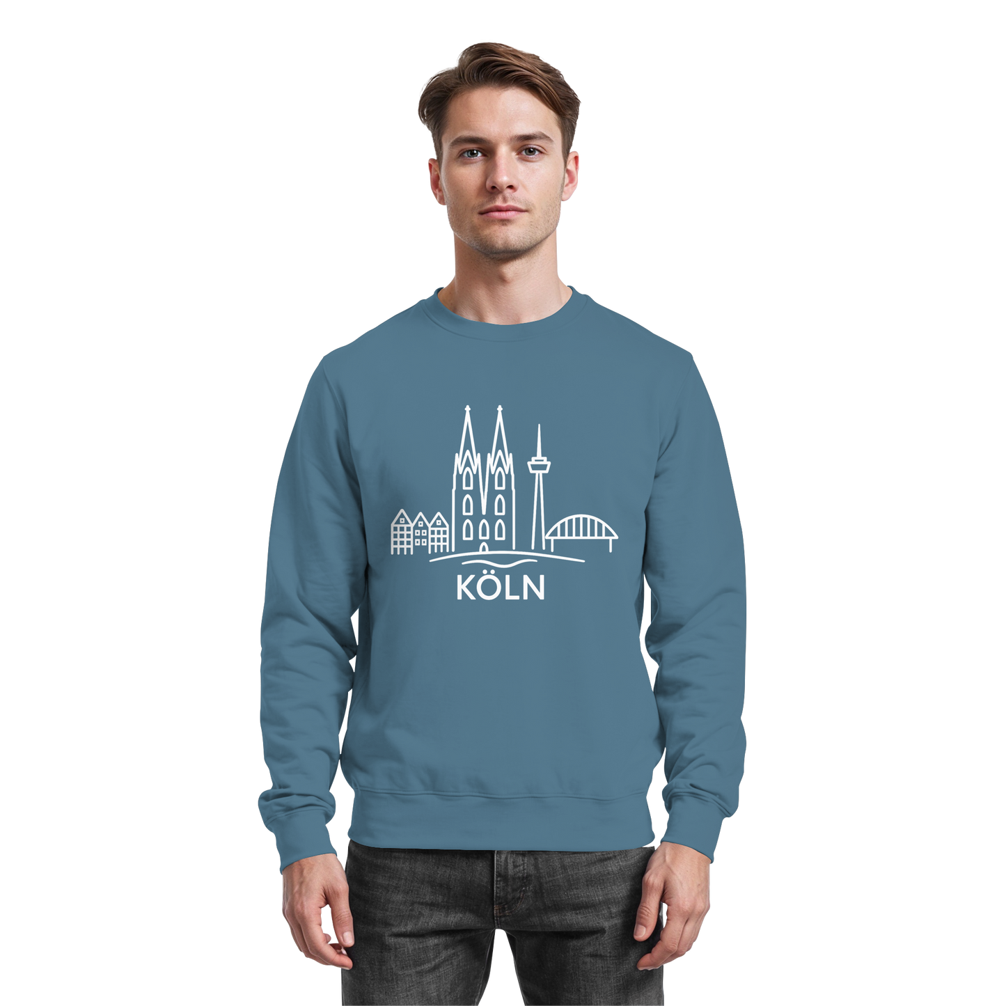 Köln Skyline (großer Druck auf der Brust) - Basic Sweatshirt