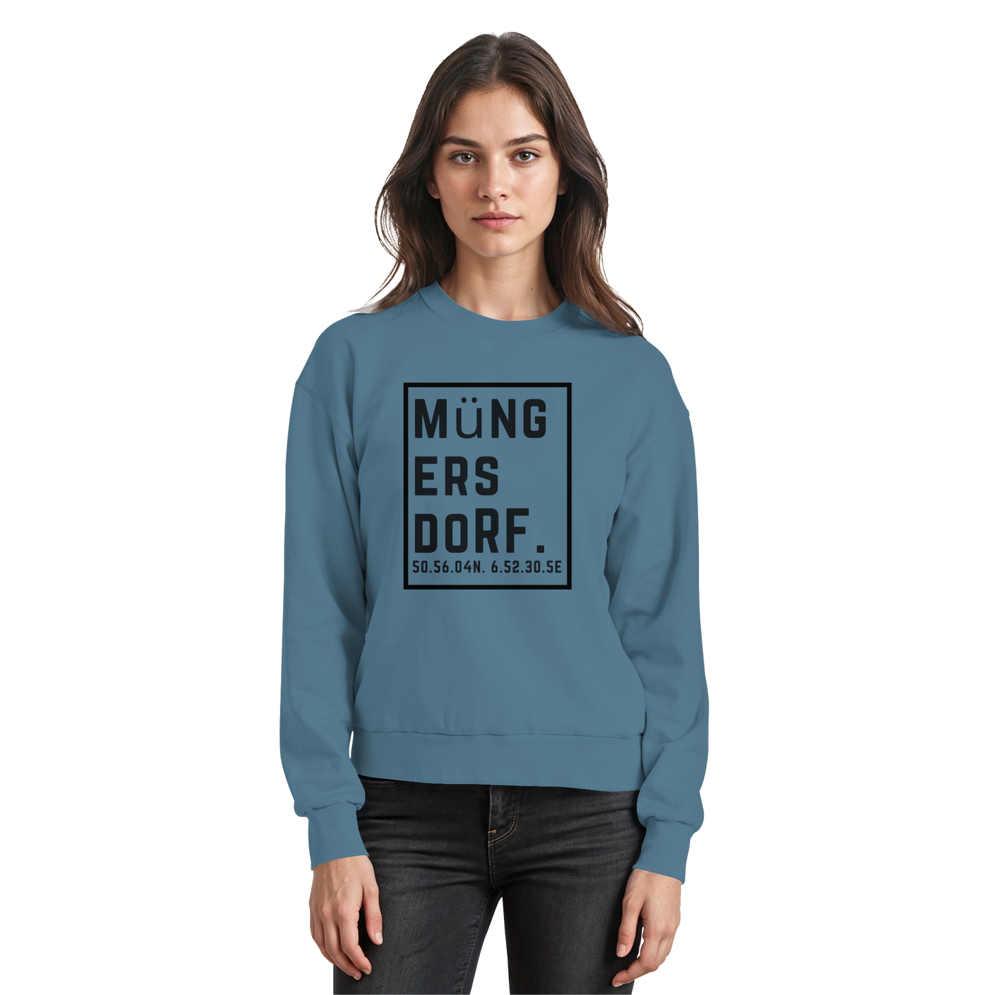 Müngersdorf Koordinaten (großer Druck auf der Brust) - Basic Sweatshirt