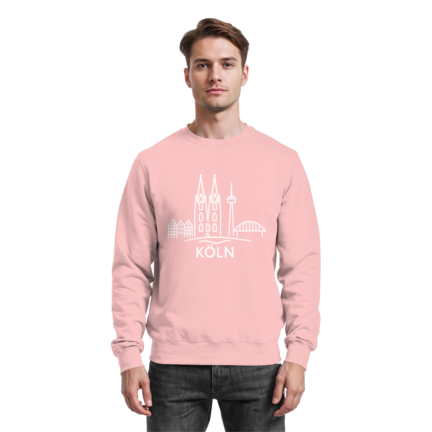 Köln Skyline (großer Druck auf der Brust) - Basic Sweatshirt