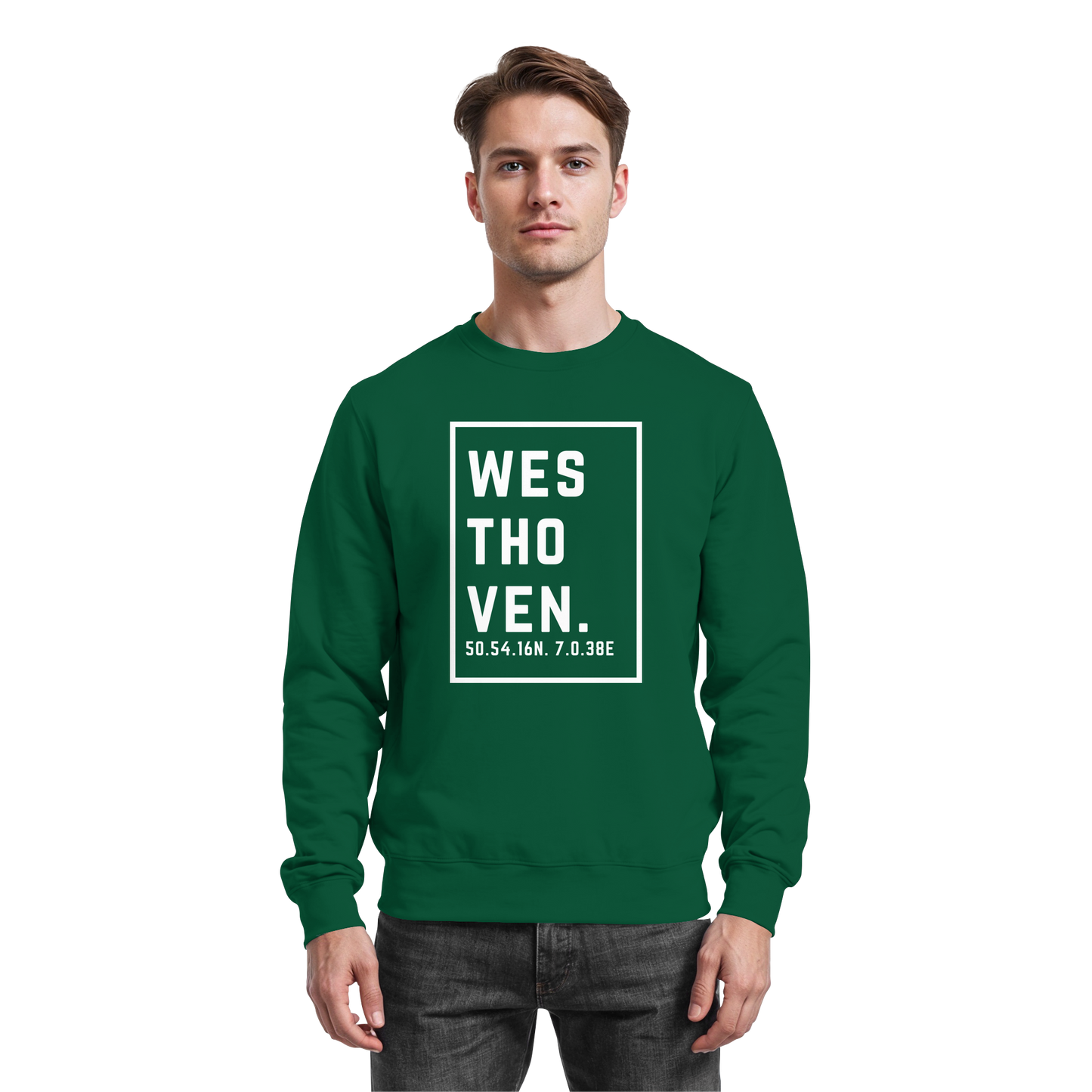 Westhoven Koordinaten (großer Druck auf der Brust) - Basic Sweatshirt
