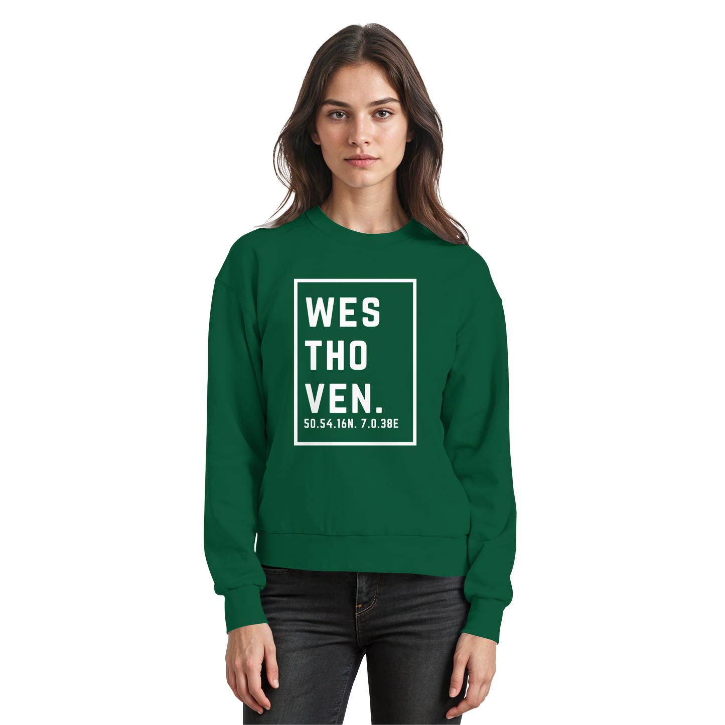 Westhoven Koordinaten (großer Druck auf der Brust) - Basic Sweatshirt