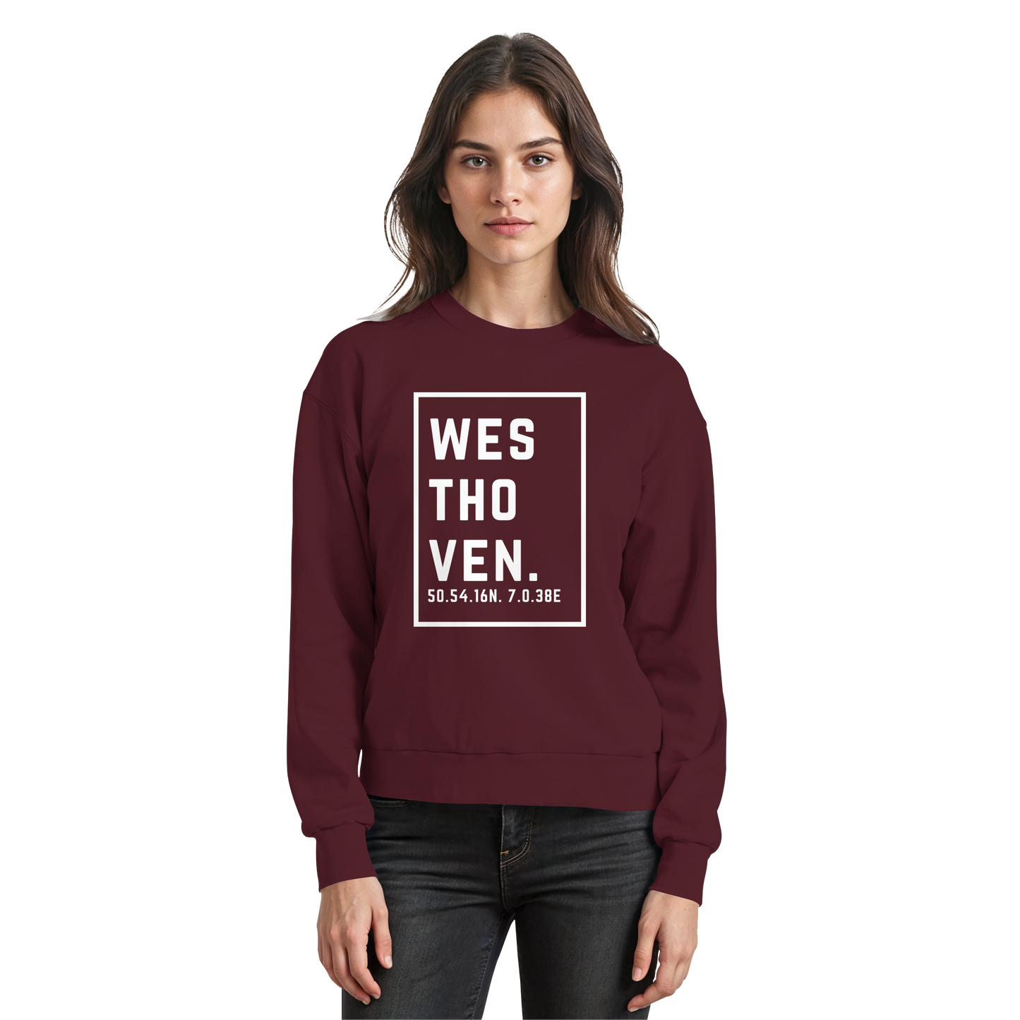 Westhoven Koordinaten (großer Druck auf der Brust) - Basic Sweatshirt