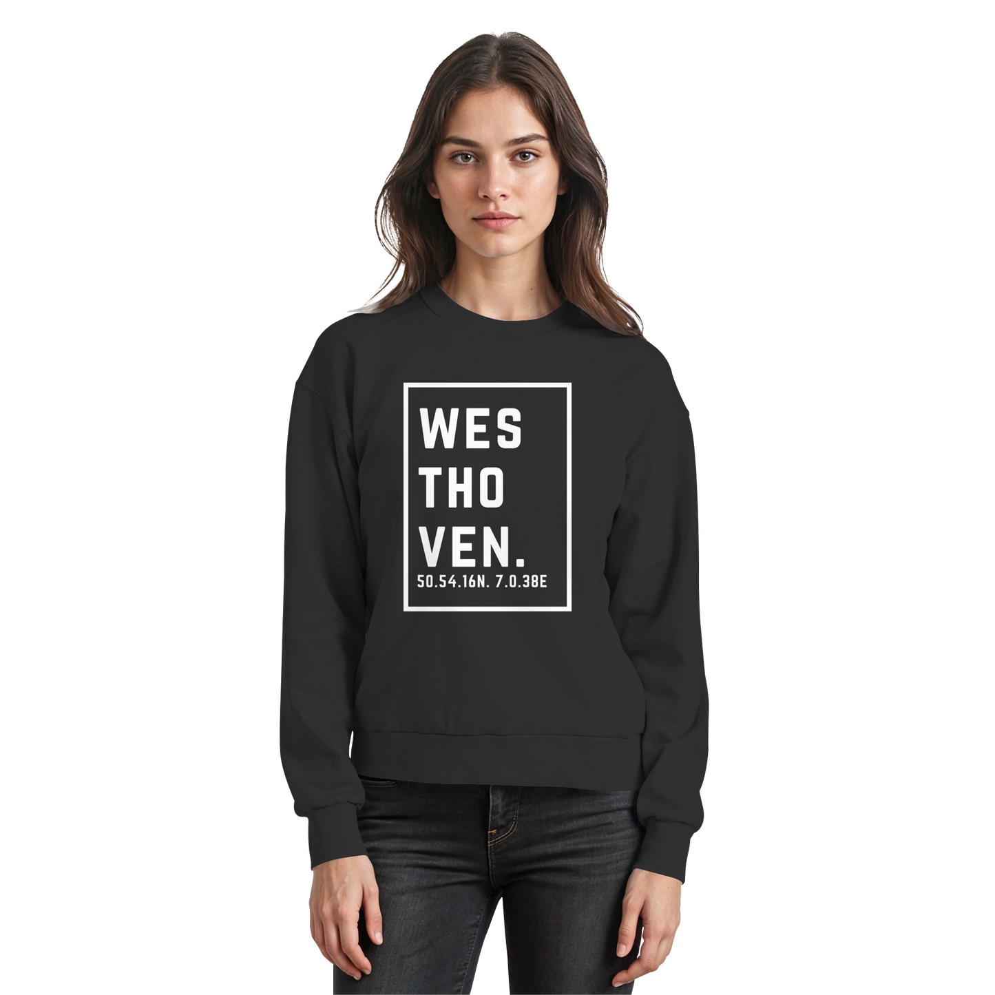 Westhoven Koordinaten (großer Druck auf der Brust) - Basic Sweatshirt