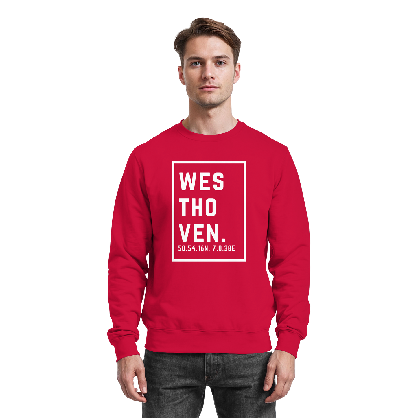 Westhoven Koordinaten (großer Druck auf der Brust) - Basic Sweatshirt