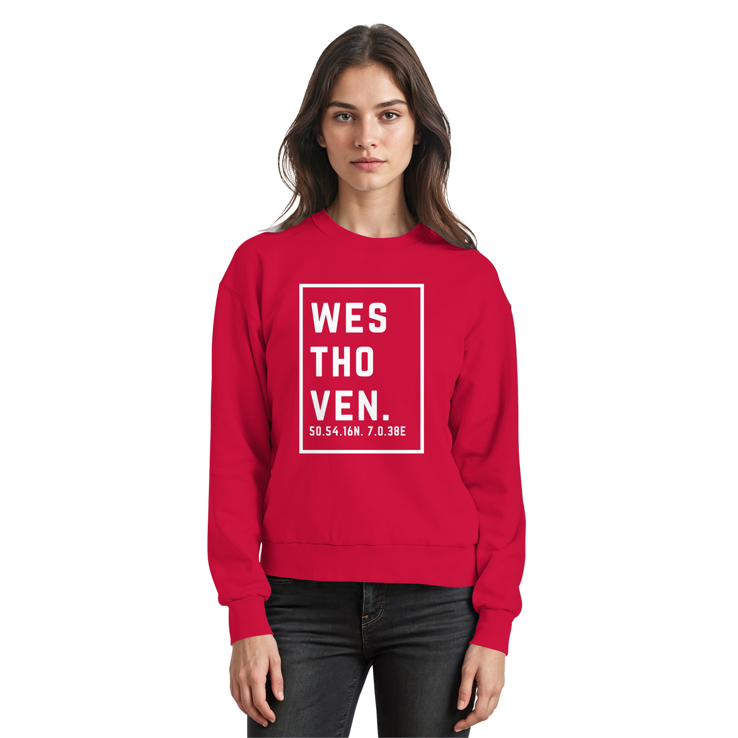 Westhoven Koordinaten (großer Druck auf der Brust) - Basic Sweatshirt