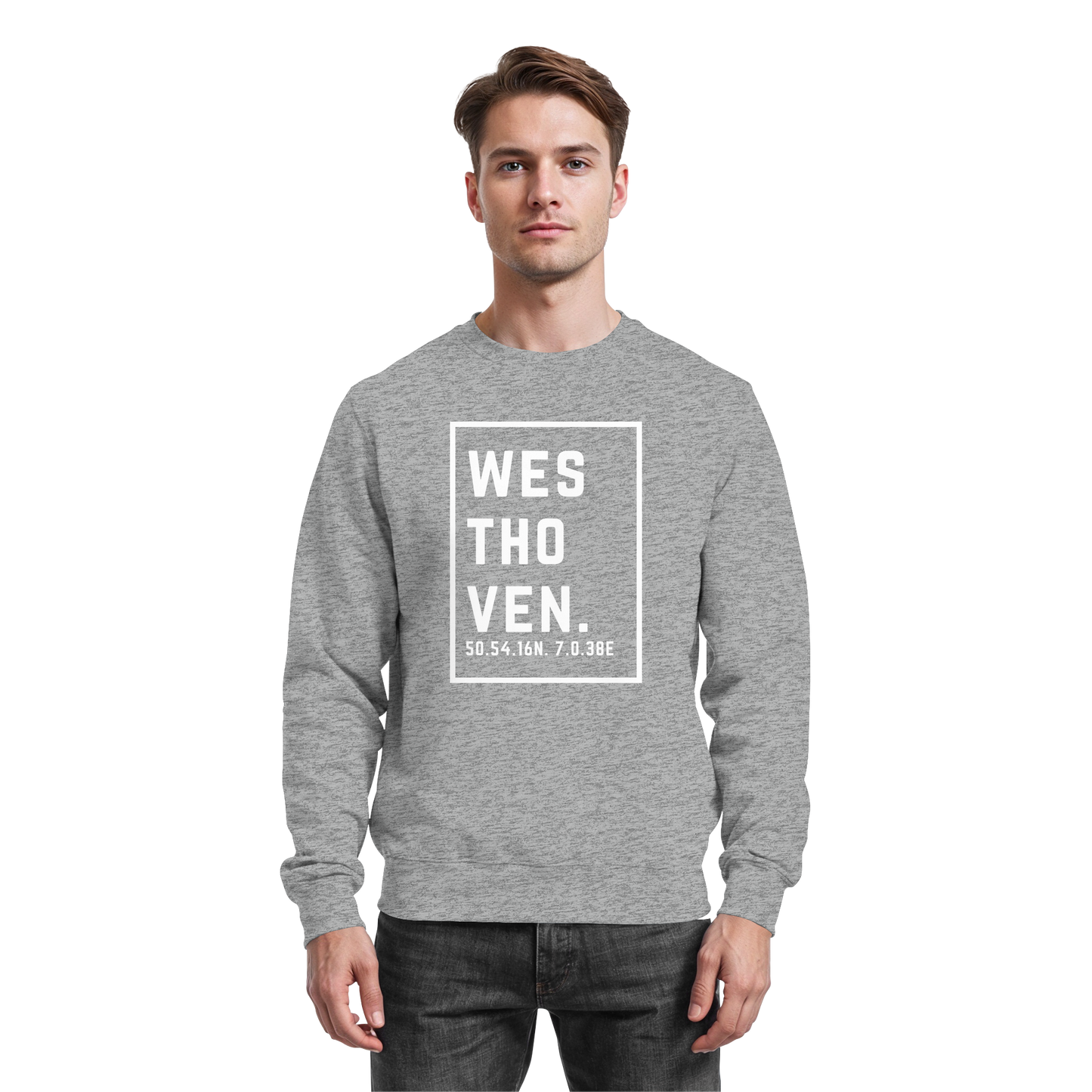 Westhoven Koordinaten (großer Druck auf der Brust) - Basic Sweatshirt