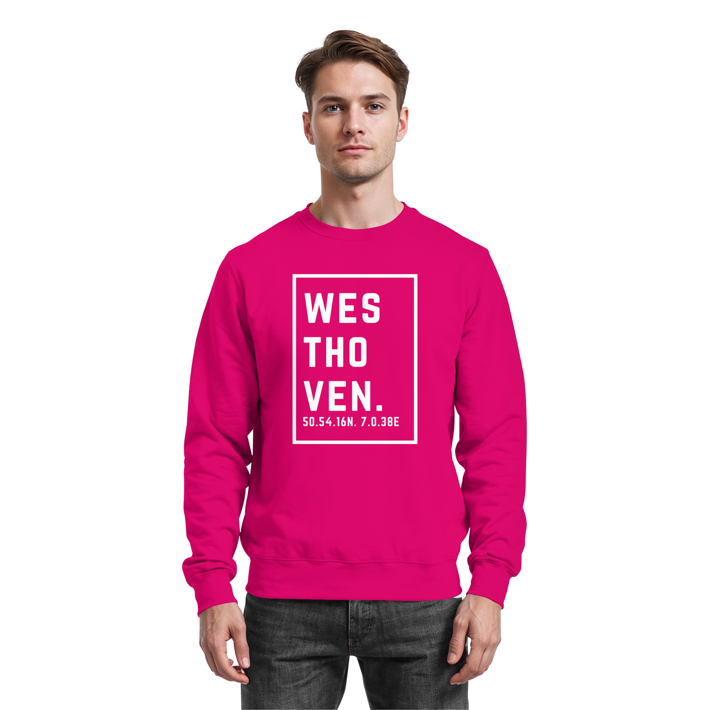 Westhoven Koordinaten (großer Druck auf der Brust) - Basic Sweatshirt
