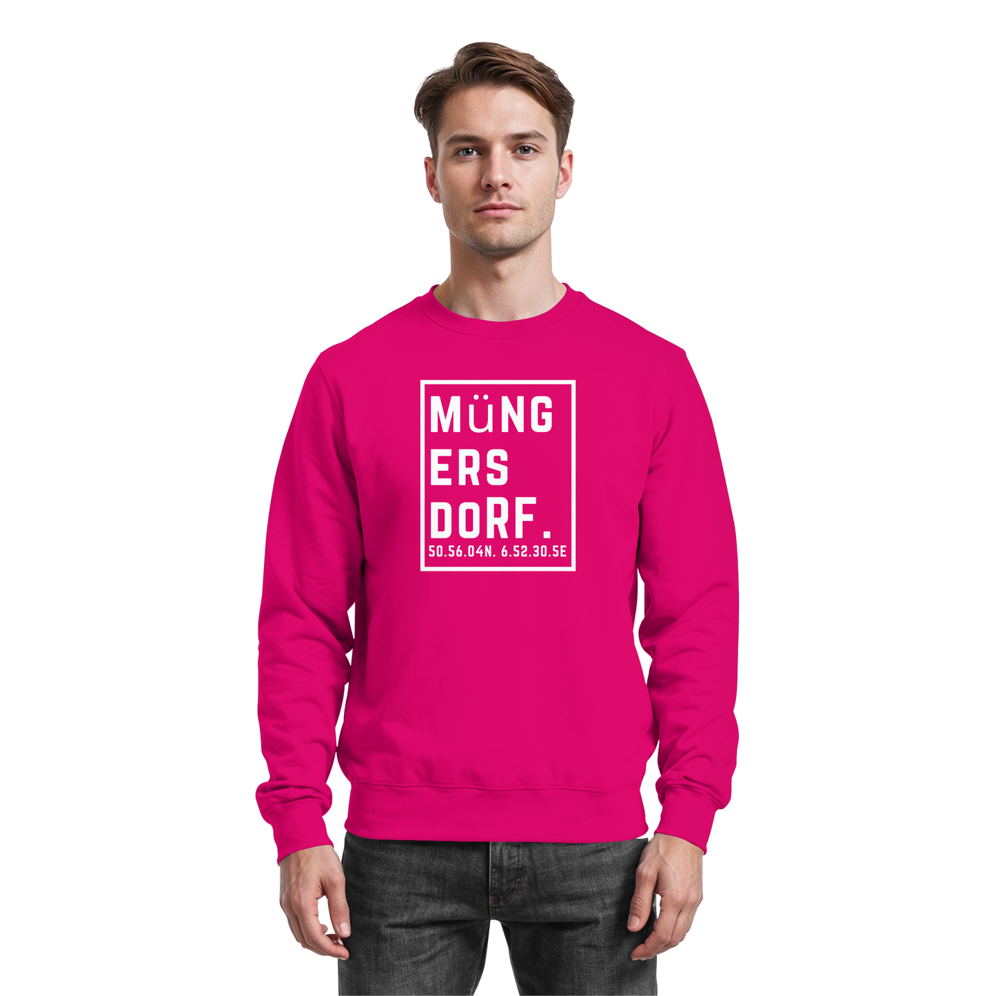 Müngersdorf Koordinaten (großer Druck auf der Brust) - Basic Sweatshirt