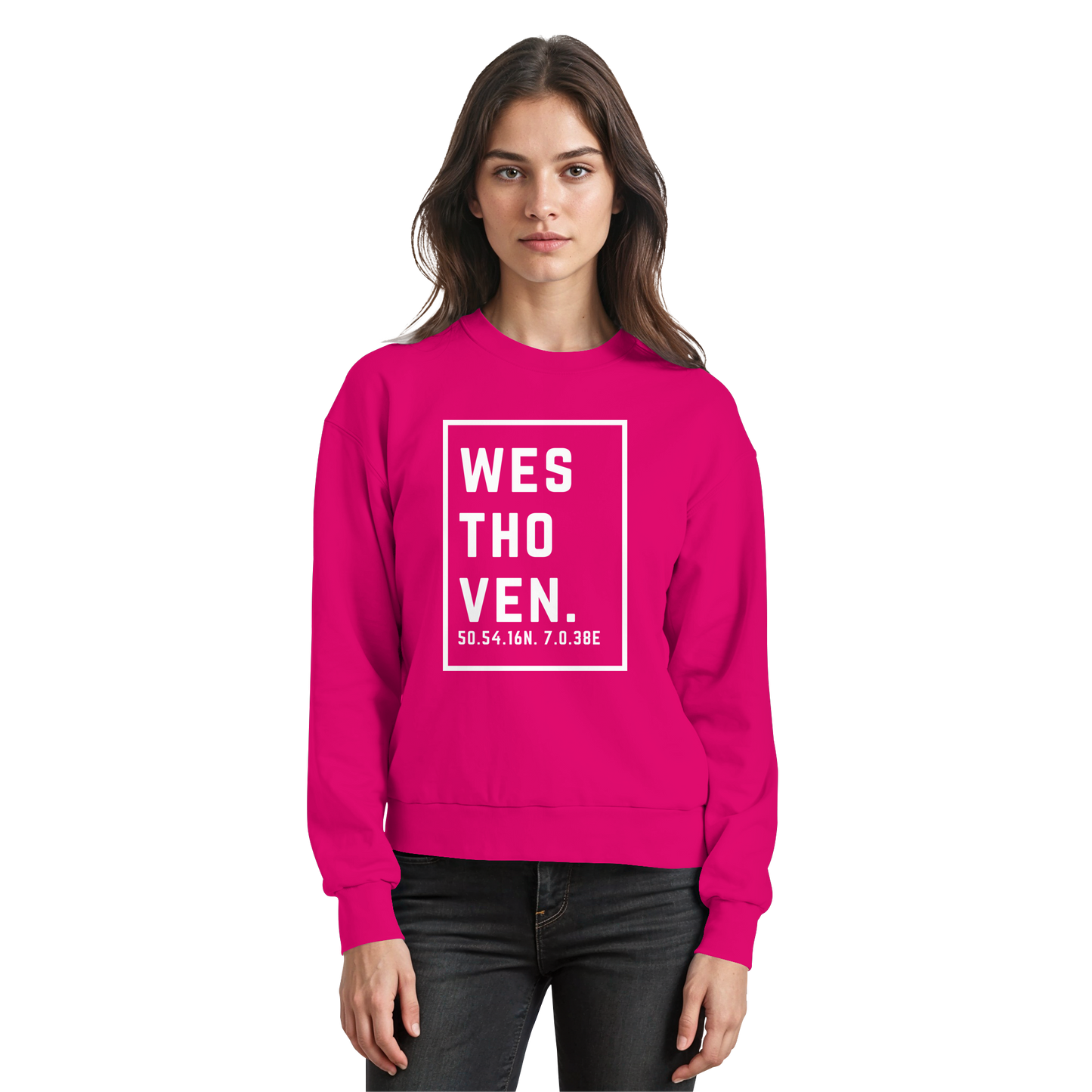 Westhoven Koordinaten (großer Druck auf der Brust) - Basic Sweatshirt