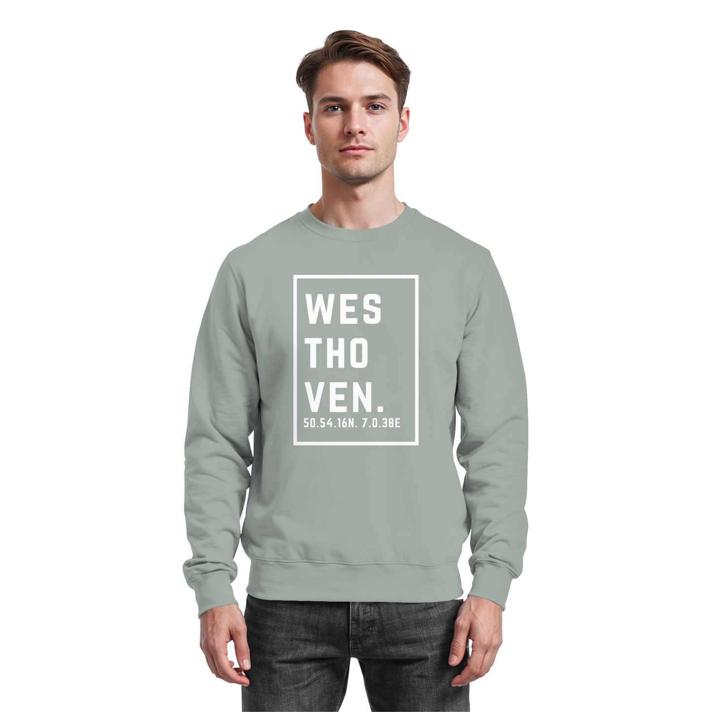 Westhoven Koordinaten (großer Druck auf der Brust) - Basic Sweatshirt