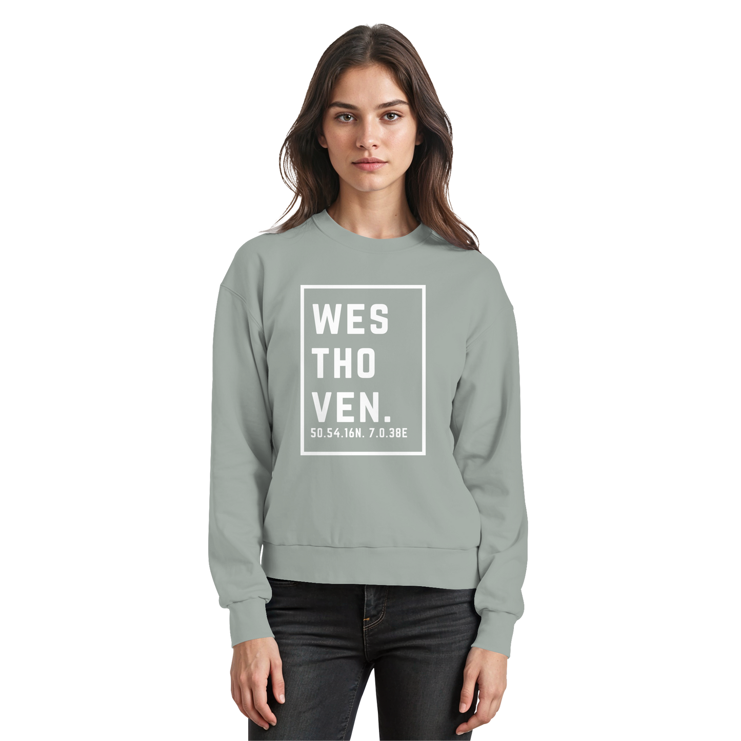 Westhoven Koordinaten (großer Druck auf der Brust) - Basic Sweatshirt