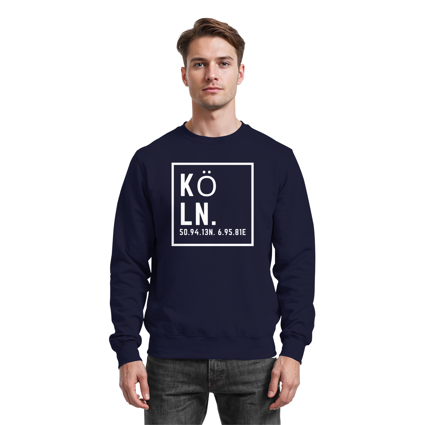 Köln Koordinaten (großer Druck auf der Brust) - Basic Sweatshirt