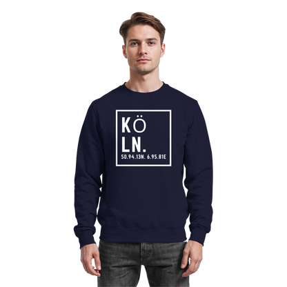 Köln Koordinaten (großer Druck auf der Brust) - Basic Sweatshirt