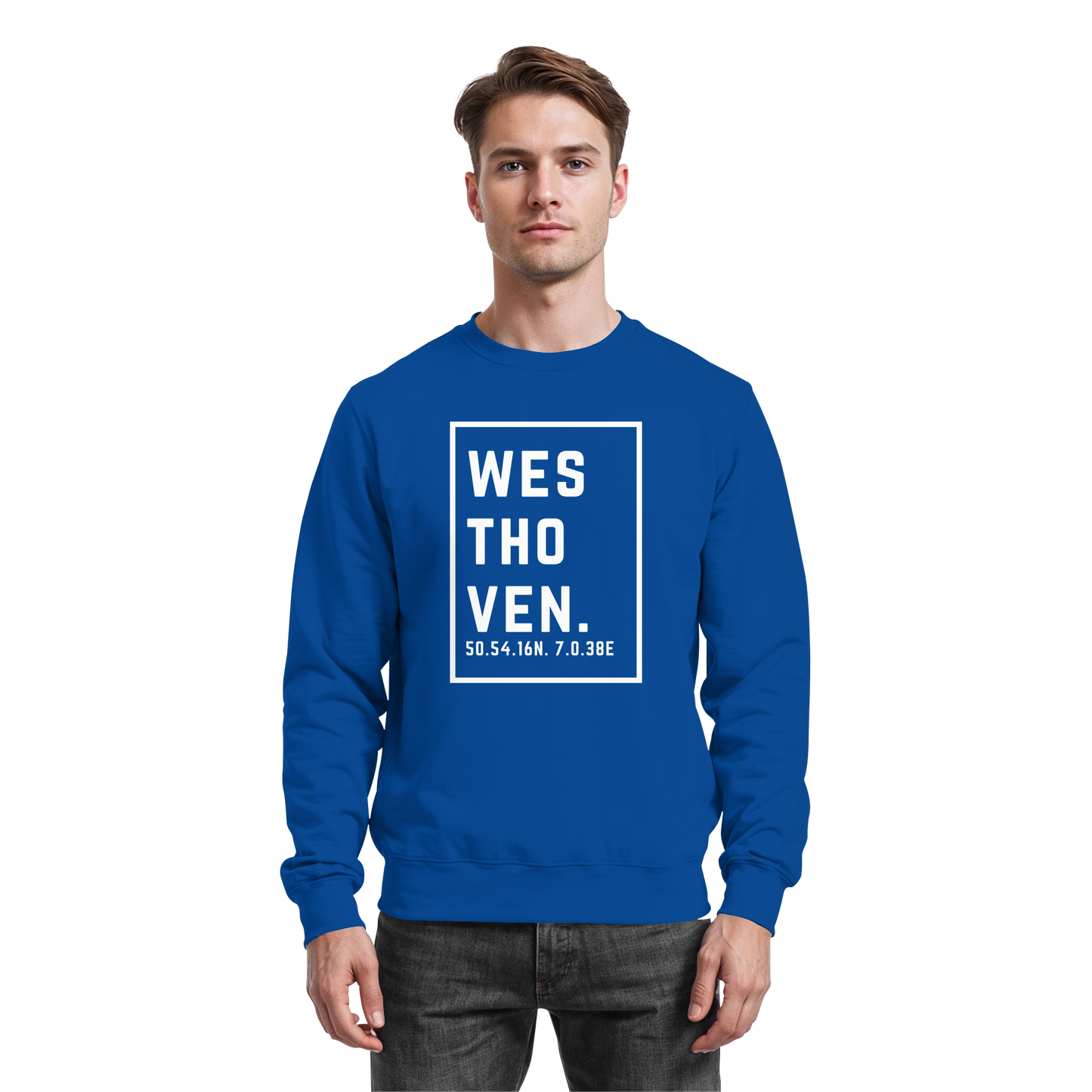 Westhoven Koordinaten (großer Druck auf der Brust) - Basic Sweatshirt