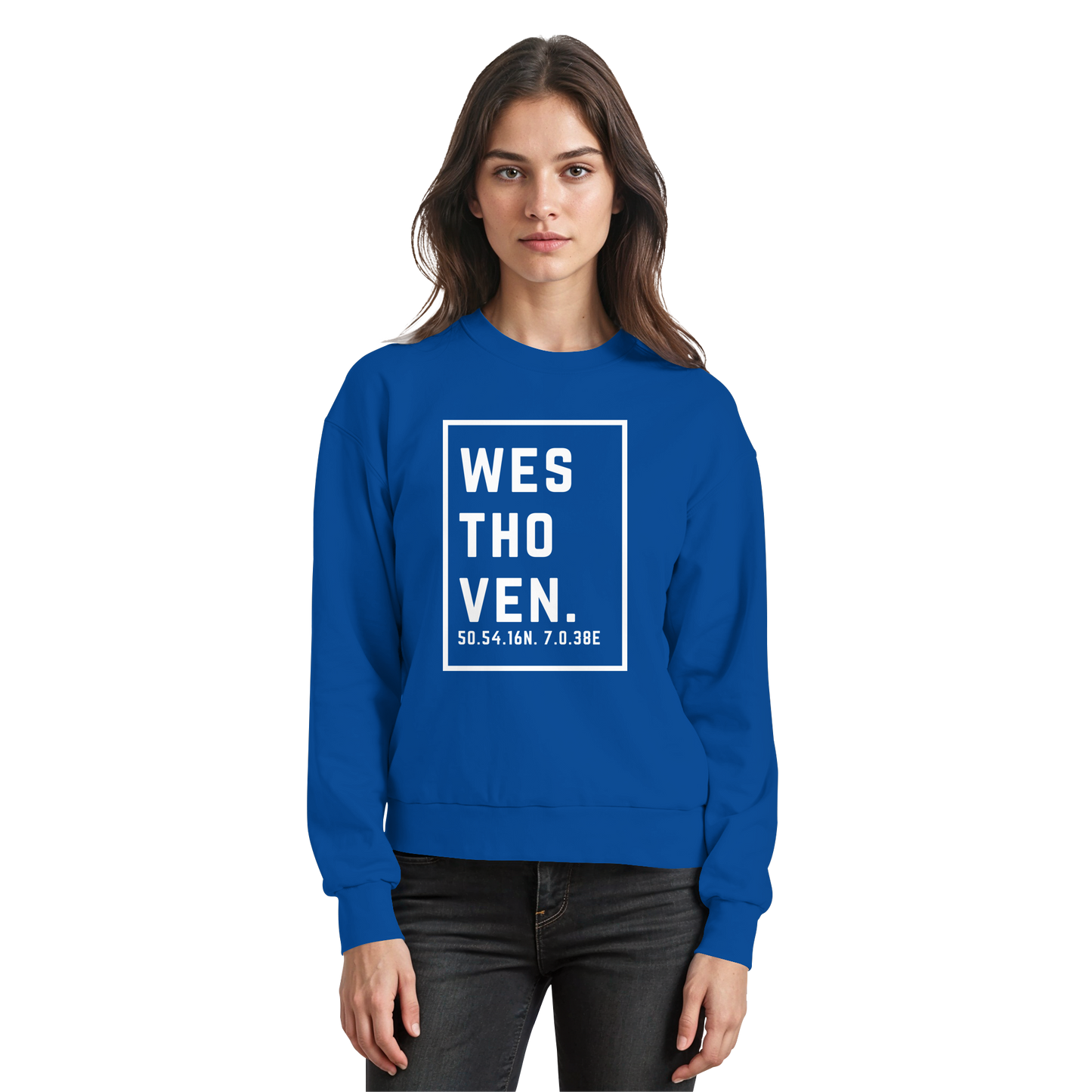 Westhoven Koordinaten (großer Druck auf der Brust) - Basic Sweatshirt