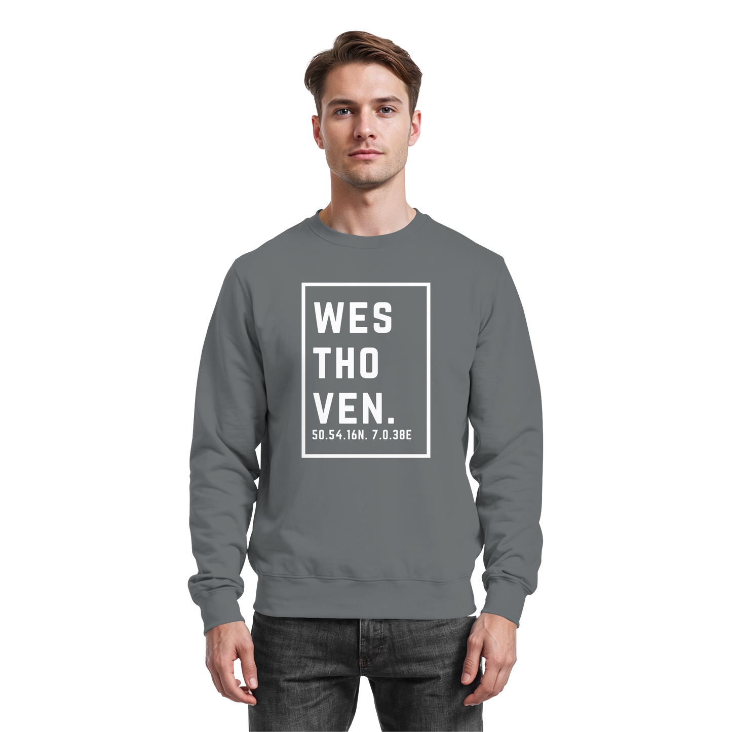 Westhoven Koordinaten (großer Druck auf der Brust) - Basic Sweatshirt