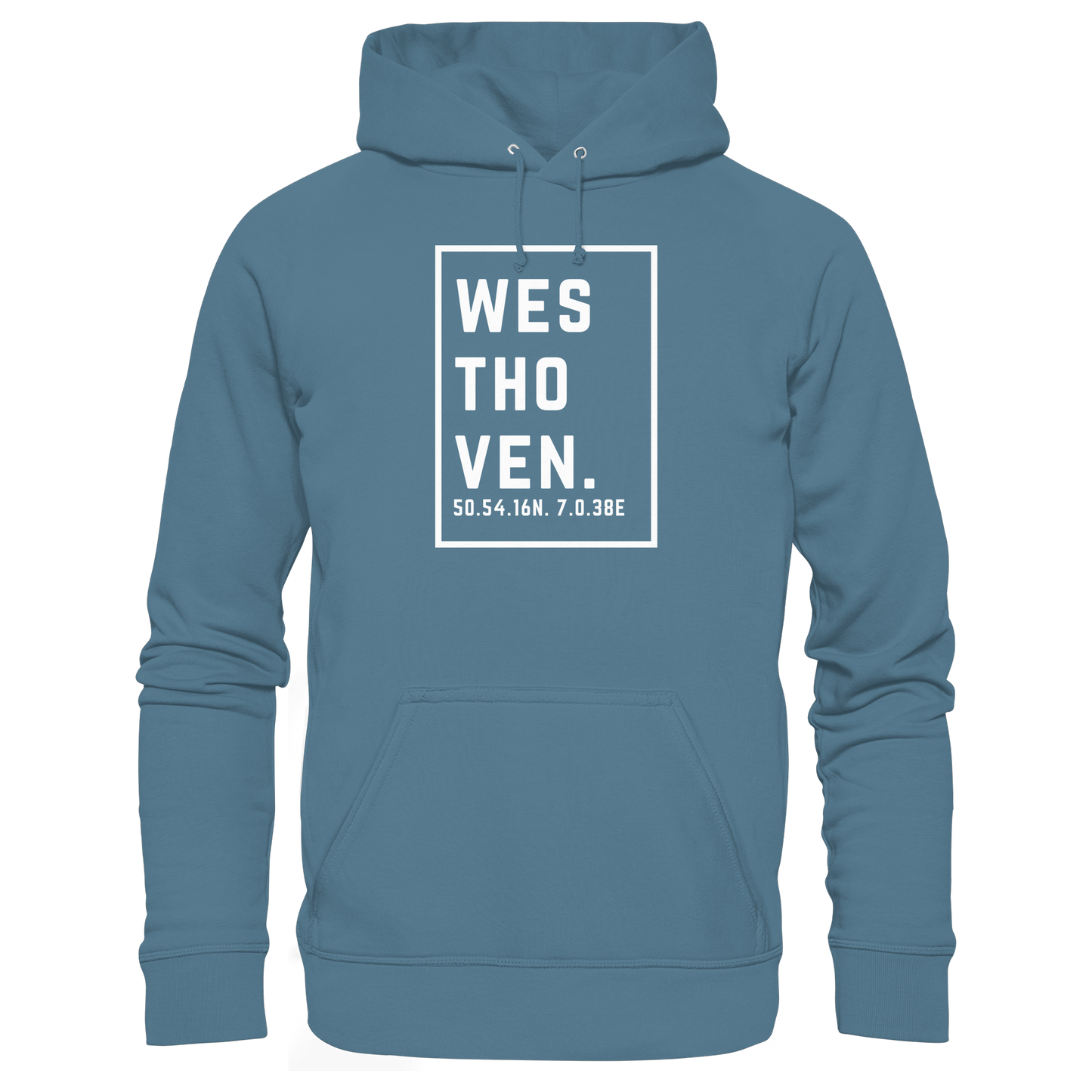 Westhoven Koordinaten (großer Druck auf der Brust) - Basic Unisex Hoodie