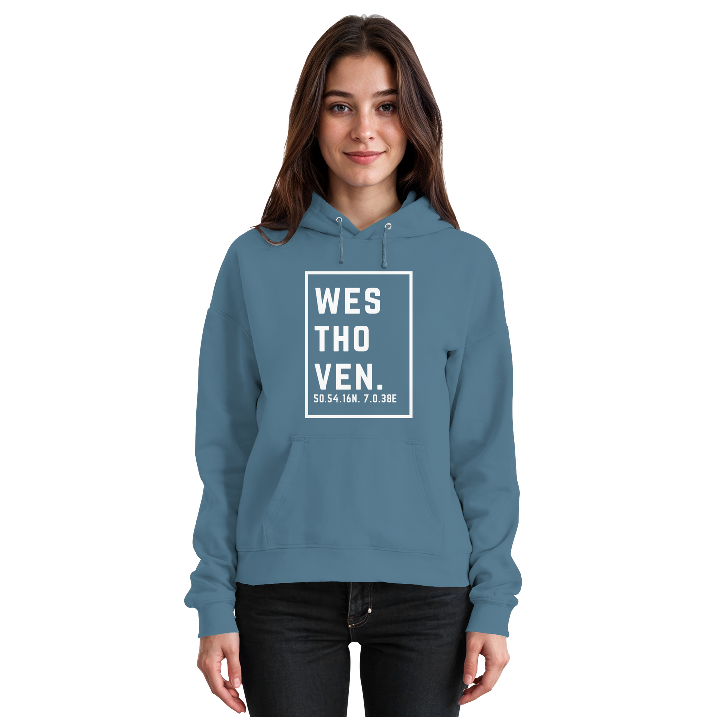 Westhoven Koordinaten (großer Druck auf der Brust) - Basic Unisex Hoodie