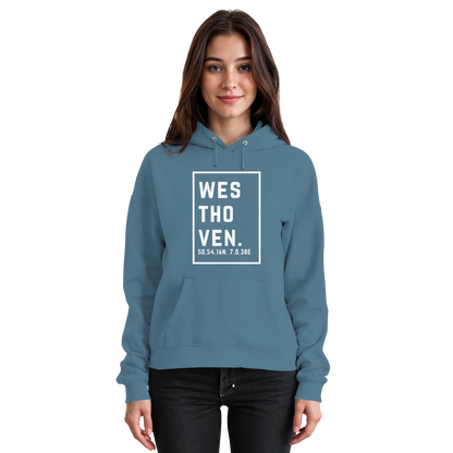 Westhoven Koordinaten (großer Druck auf der Brust) - Basic Unisex Hoodie