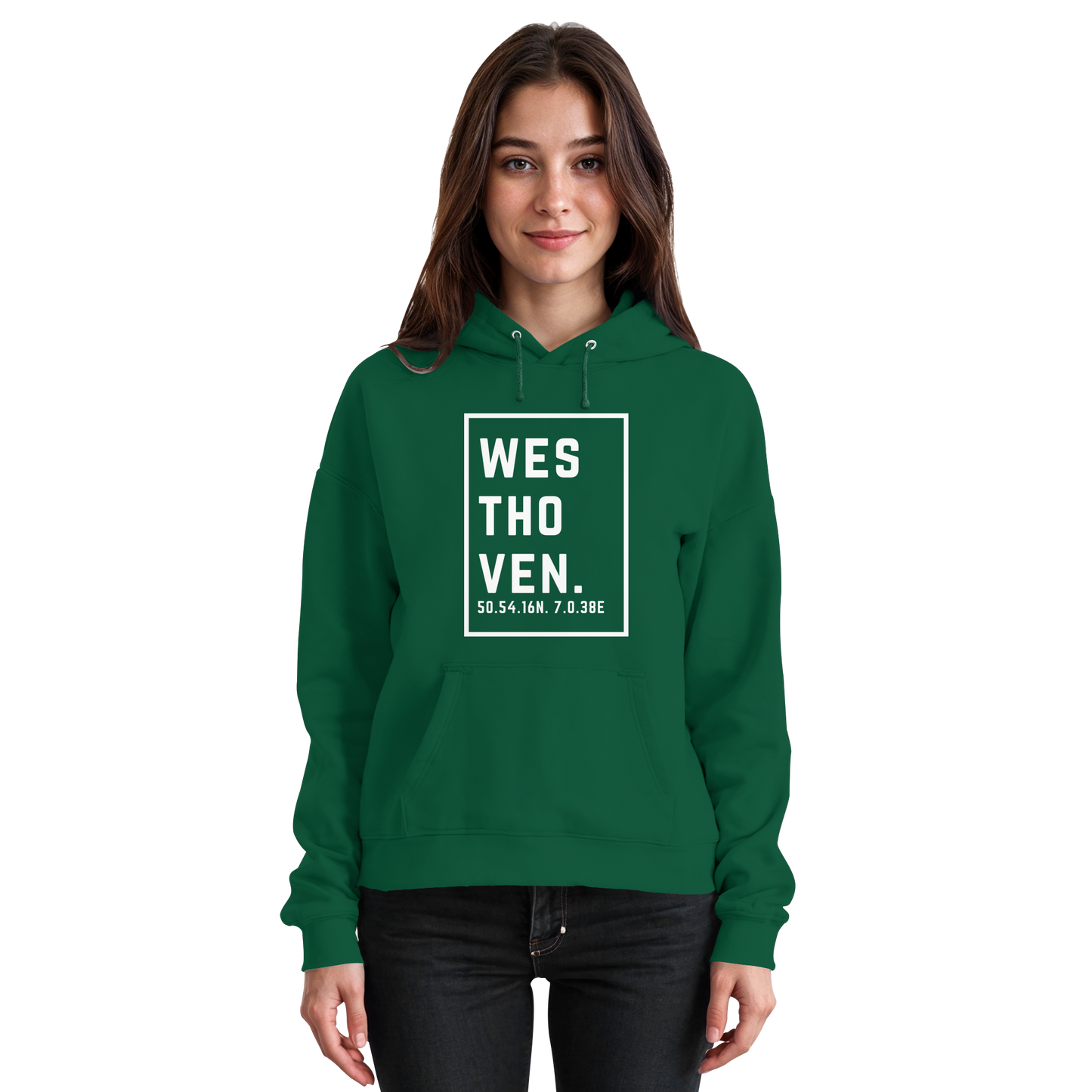 Westhoven Koordinaten (großer Druck auf der Brust) - Basic Unisex Hoodie