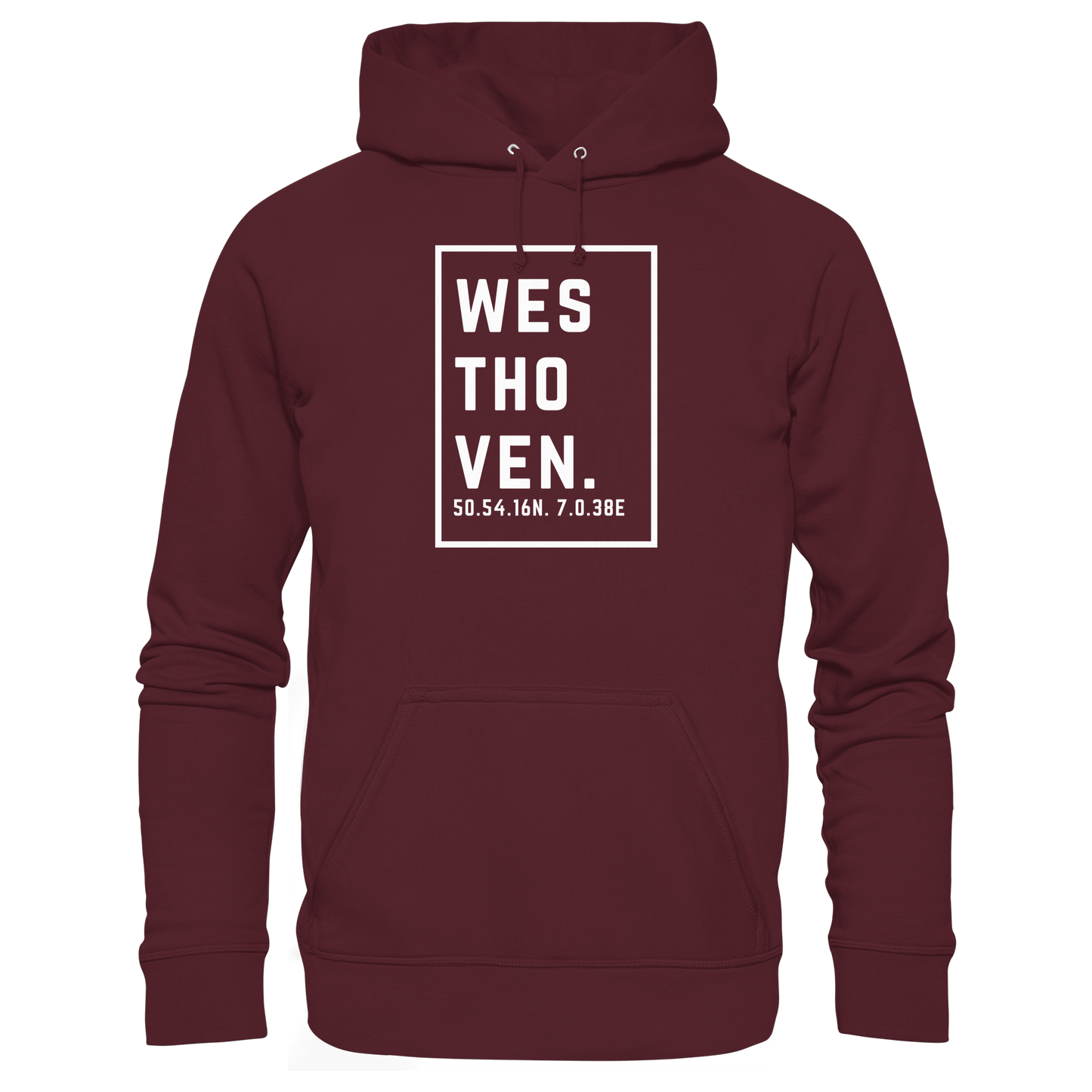 Westhoven Koordinaten (großer Druck auf der Brust) - Basic Unisex Hoodie