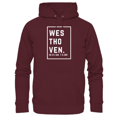Westhoven Koordinaten (großer Druck auf der Brust) - Basic Unisex Hoodie