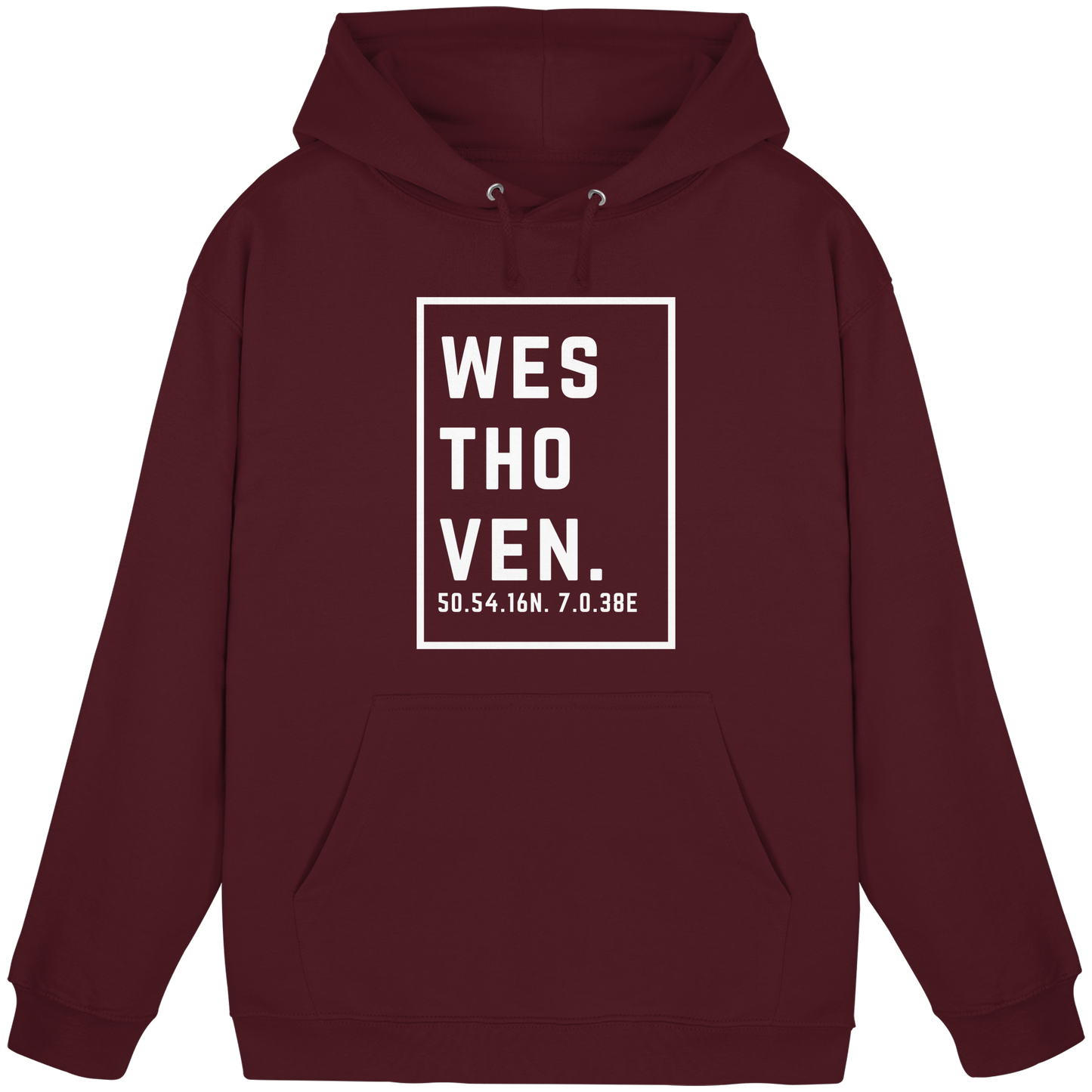 Westhoven Koordinaten (großer Druck auf der Brust) - Basic Unisex Hoodie