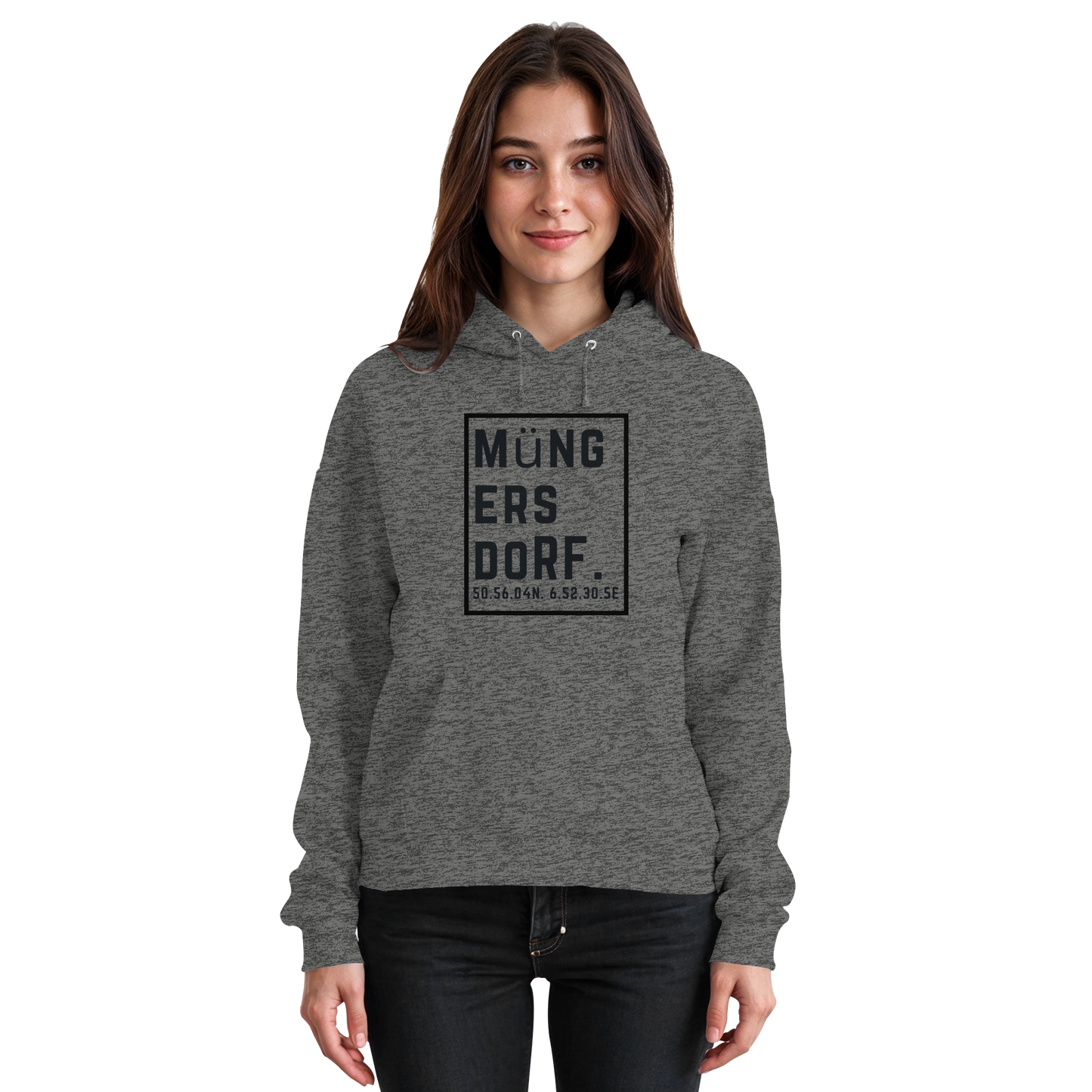 Müngersdorf Koordinaten (großer Druck auf der Brust) - Basic Unisex Hoodie