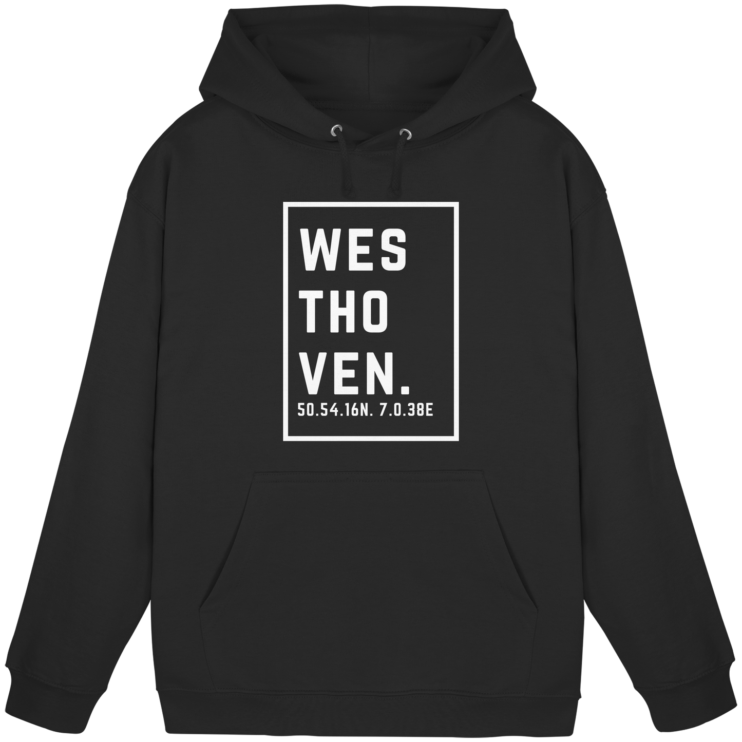 Westhoven Koordinaten (großer Druck auf der Brust) - Basic Unisex Hoodie