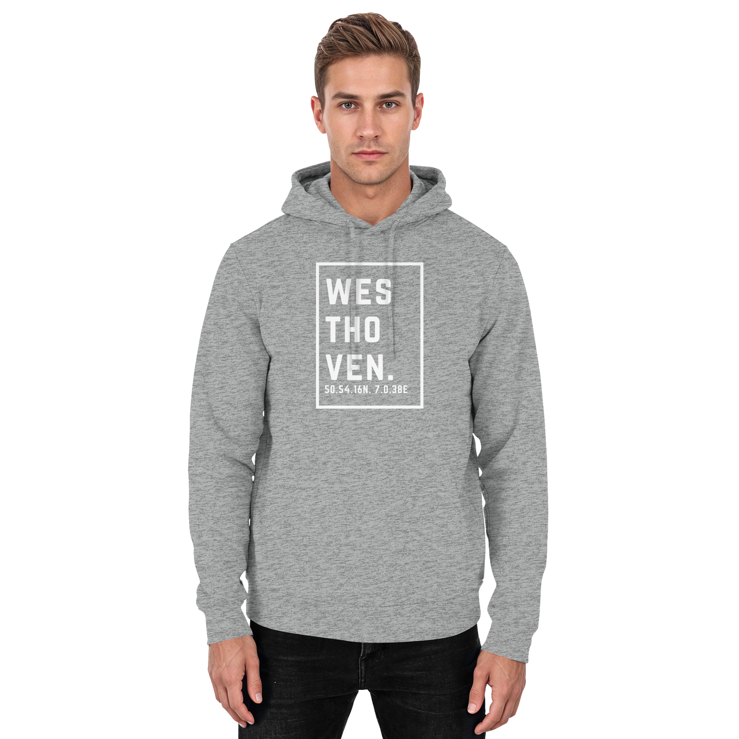 Westhoven Koordinaten (großer Druck auf der Brust) - Basic Unisex Hoodie