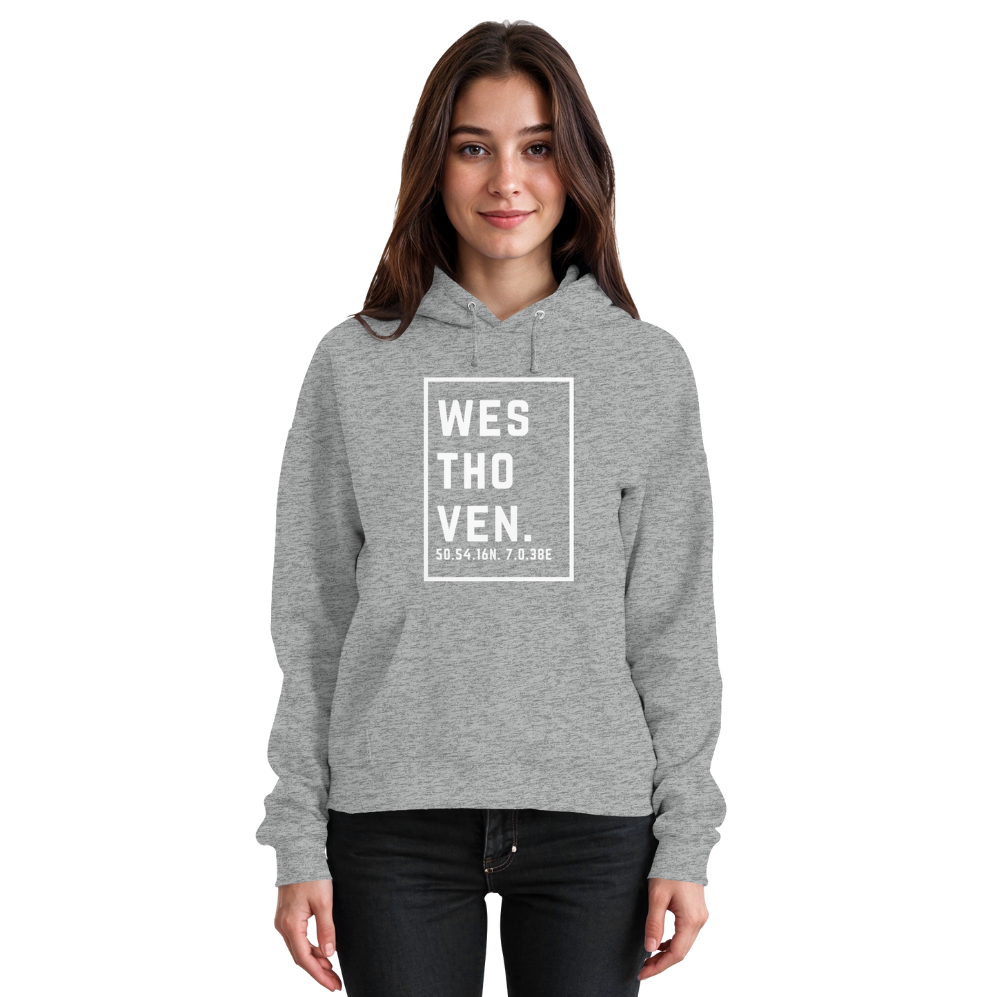 Westhoven Koordinaten (großer Druck auf der Brust) - Basic Unisex Hoodie