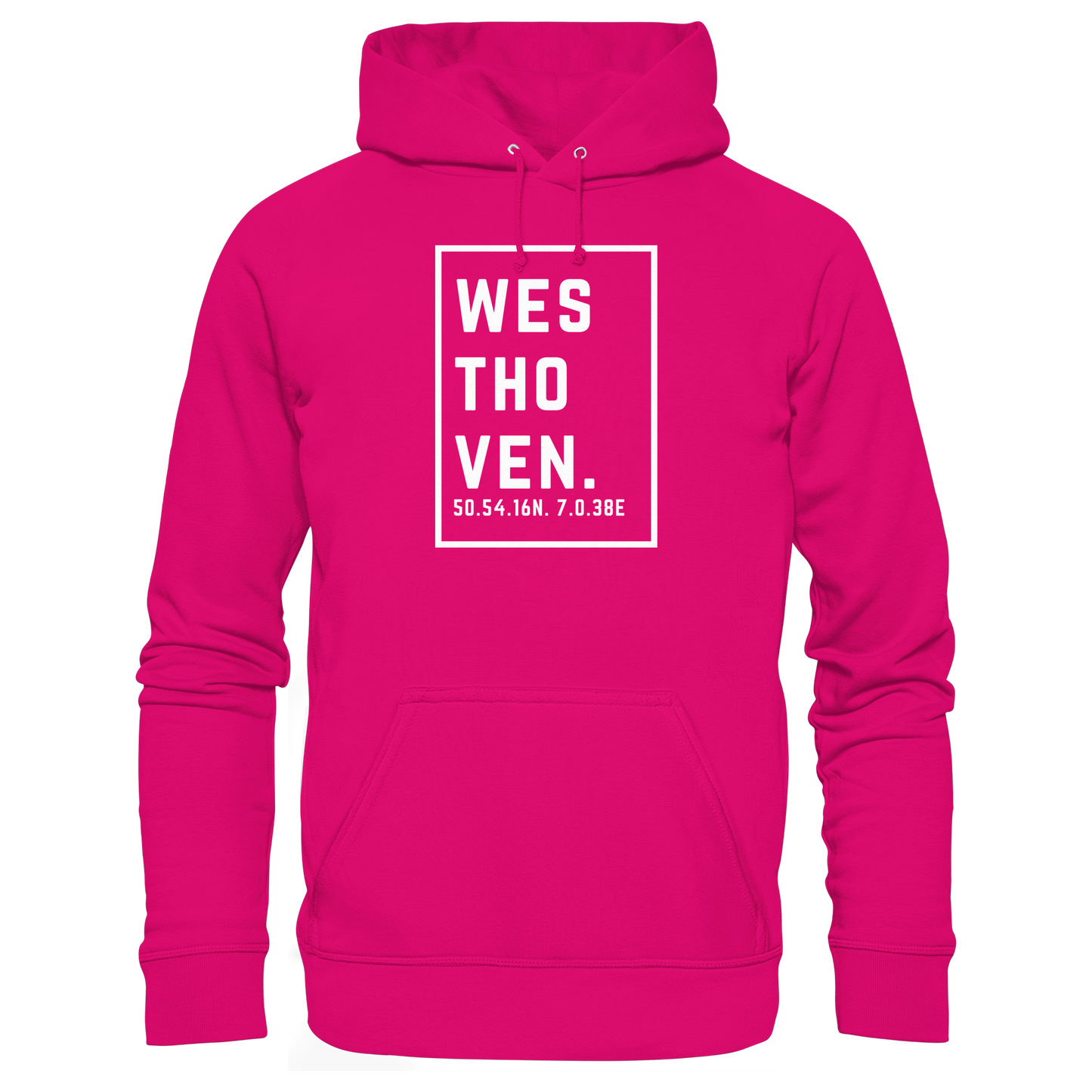 Westhoven Koordinaten (großer Druck auf der Brust) - Basic Unisex Hoodie