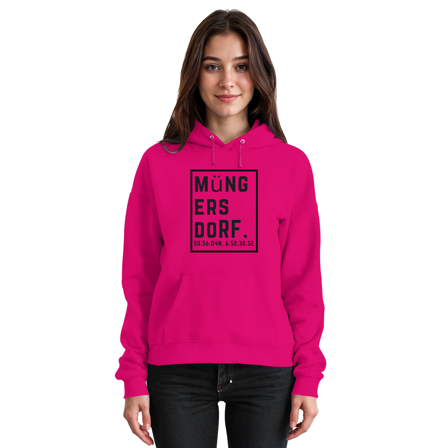Müngersdorf Koordinaten (großer Druck auf der Brust) - Basic Unisex Hoodie