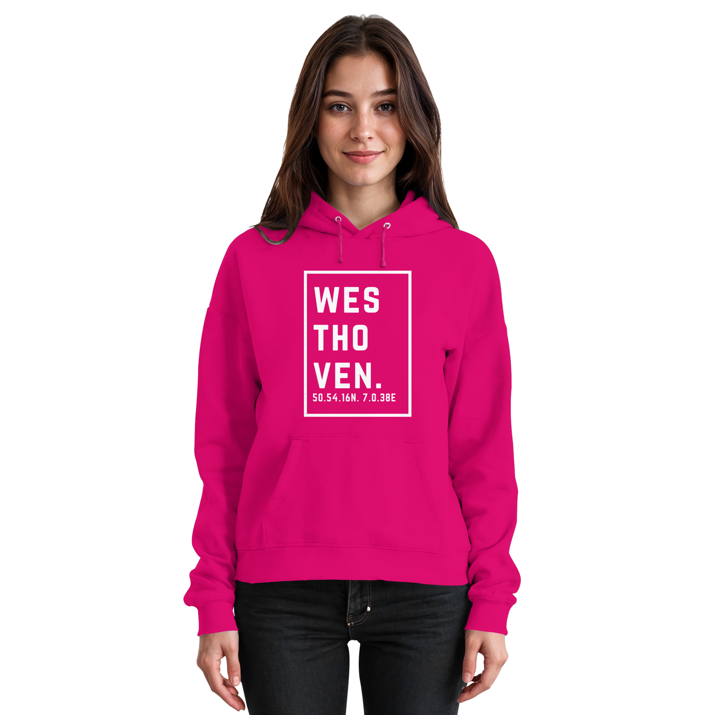 Westhoven Koordinaten (großer Druck auf der Brust) - Basic Unisex Hoodie