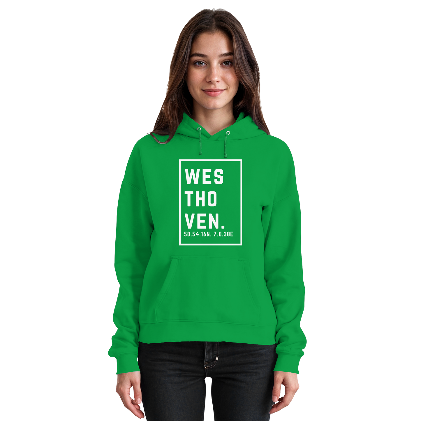 Westhoven Koordinaten (großer Druck auf der Brust) - Basic Unisex Hoodie