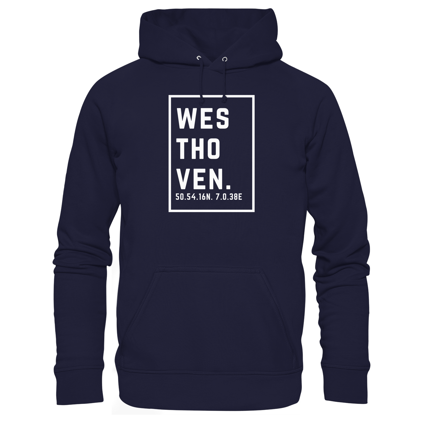 Westhoven Koordinaten (großer Druck auf der Brust) - Basic Unisex Hoodie