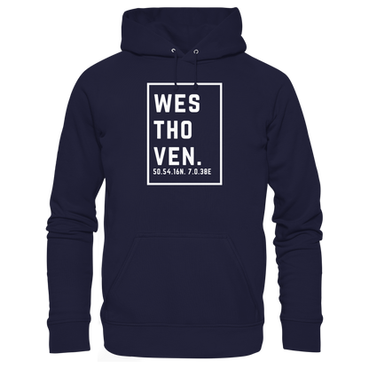 Westhoven Koordinaten (großer Druck auf der Brust) - Basic Unisex Hoodie