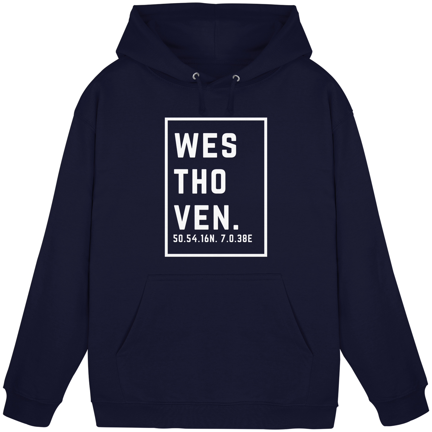 Westhoven Koordinaten (großer Druck auf der Brust) - Basic Unisex Hoodie