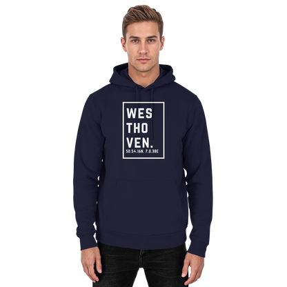 Westhoven Koordinaten (großer Druck auf der Brust) - Basic Unisex Hoodie