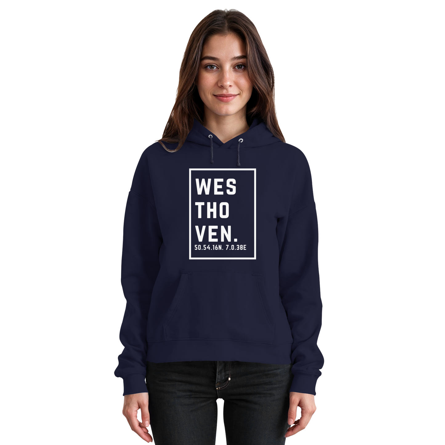 Westhoven Koordinaten (großer Druck auf der Brust) - Basic Unisex Hoodie