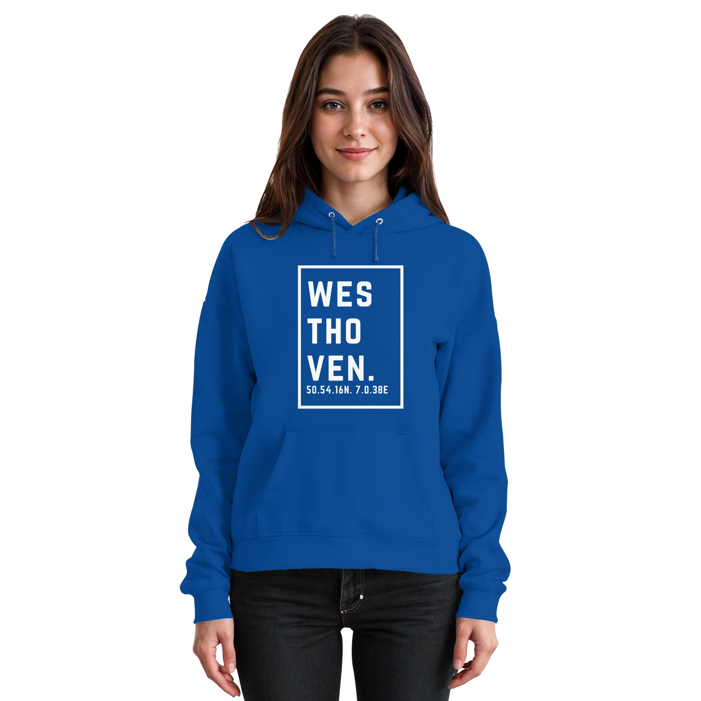 Westhoven Koordinaten (großer Druck auf der Brust) - Basic Unisex Hoodie