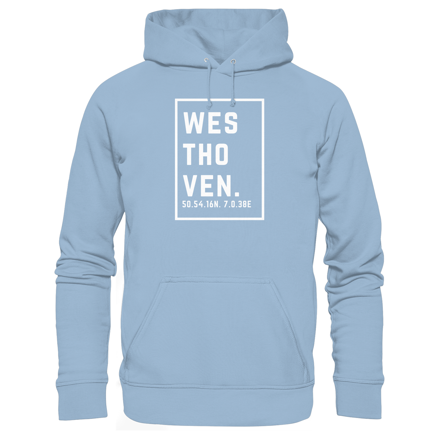 Westhoven Koordinaten (großer Druck auf der Brust) - Basic Unisex Hoodie