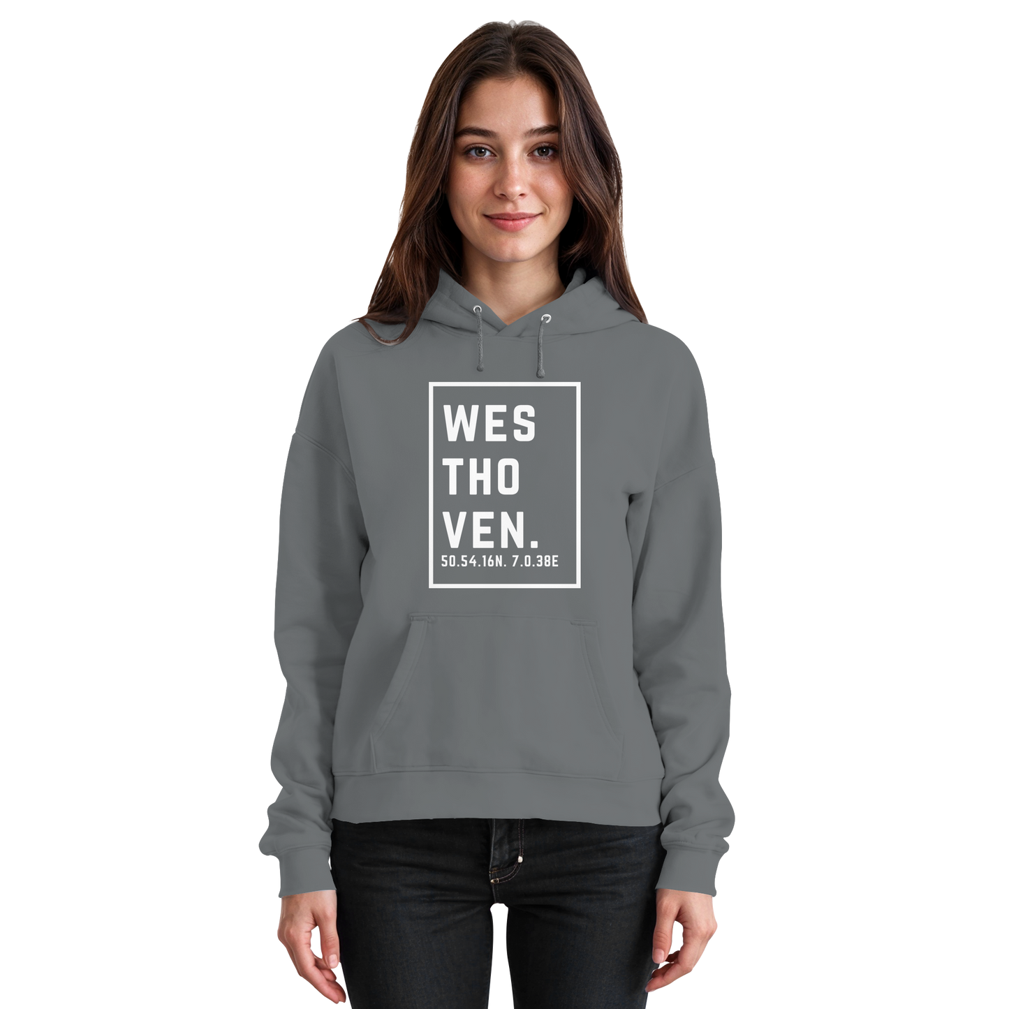 Westhoven Koordinaten (großer Druck auf der Brust) - Basic Unisex Hoodie