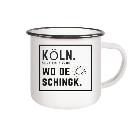 Wo de Sonn schingk - Köln Druck - Accessoires - Emaille Tasse (Black)