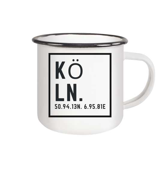 Köln Koordinaten (Druck) - Accessoires - Emaille Tasse (Black)