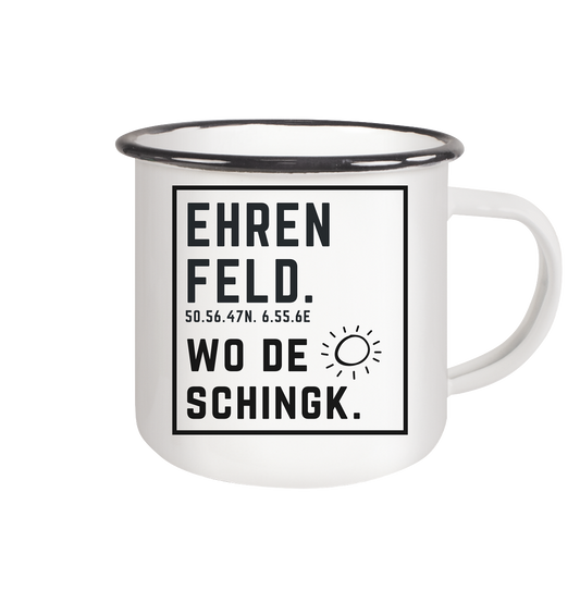 Wo de Sonn schingk - Ehrenfeld Druck - Accessoires - Emaille Tasse (Black)
