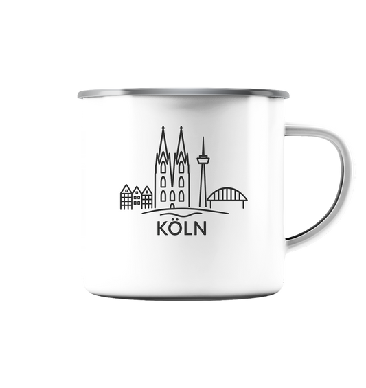 Köln Skyline (Druck) - Accessoires - Emaille Tasse (Silber)