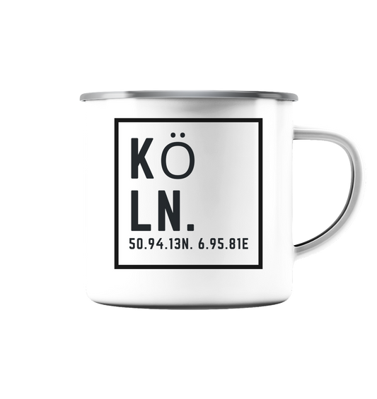 Köln Koordinaten (Druck) - Accessoires - Emaille Tasse (Silber)